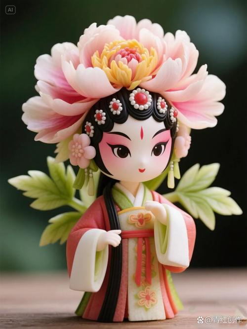 戏曲旦角牡丹花造型手办,又美又有趣,爱了爱了#文艺创作#